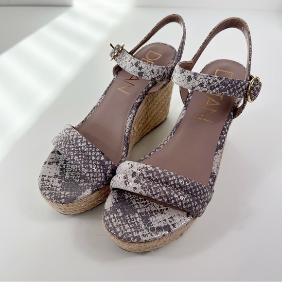 Deltan Purple Snake Print Strappy Wedges Size 9 NEW - Picture 7 of 7